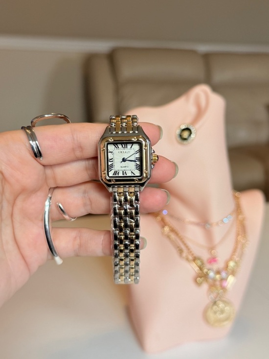 Two-Tone Square Bracelet Watch